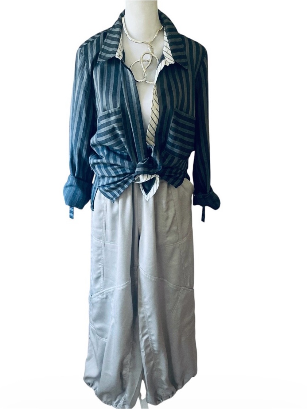 ๐ Daily Practice by Anthropologie Base Jump Parachute Pants Metallic xs - Picture 13 of 13